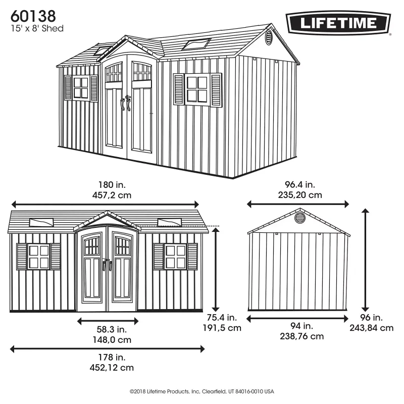 Lifetime 15 Ft x 8 Ft Outdoor Storage Shed - Image 4