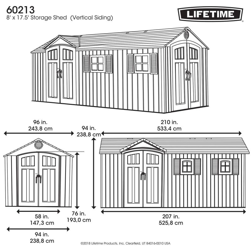 Lifetime 17.5×8 Heavy Duty Plastic Shed – Dual Entry 60213 - Image 6