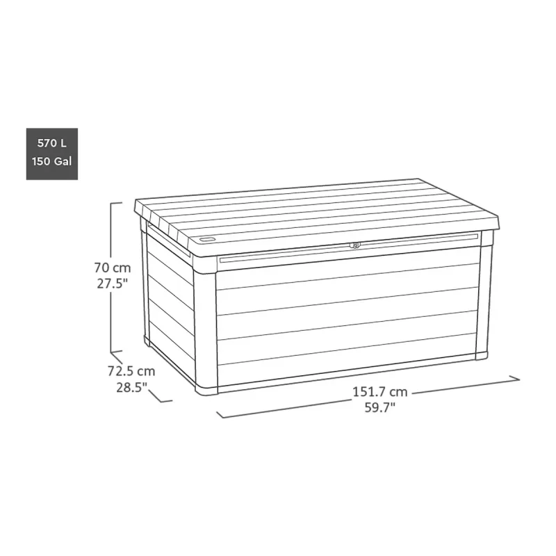 Keter Ashwood Signature 570 Litre Outdoor Plastic Storage Deck Box - Image 6