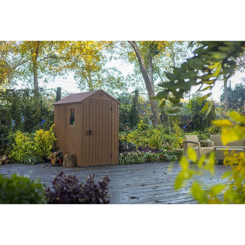 Keter 4×6 Darwin Heavy Duty Plastic Garden Shed – Brown - Image 3