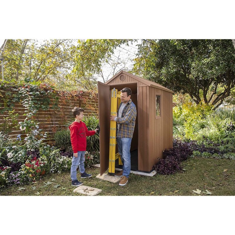 Keter 4×6 Darwin Heavy Duty Plastic Garden Shed – Brown - Image 2