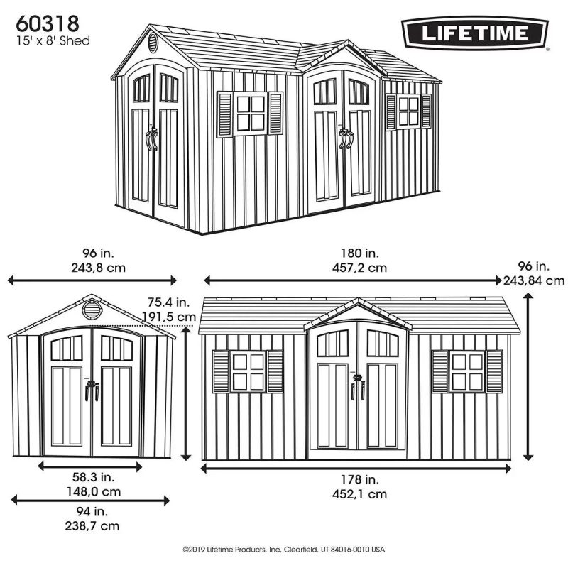 Lifetime 15 Ft x 8 Ft Outdoor Storage Shed 60318 - Image 11