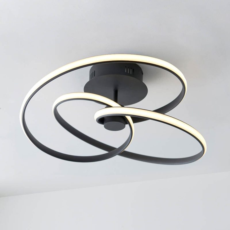 Ellipse Black LED Semi Flush Ceiling Light - Image 2