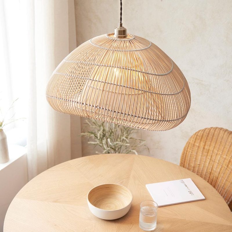 Freya Natural Woven Rattan Pendant Ceiling Light - Image 3