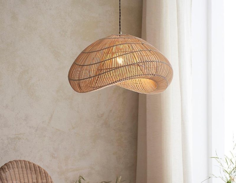 Freya Natural Woven Rattan Pendant Ceiling Light - Image 4